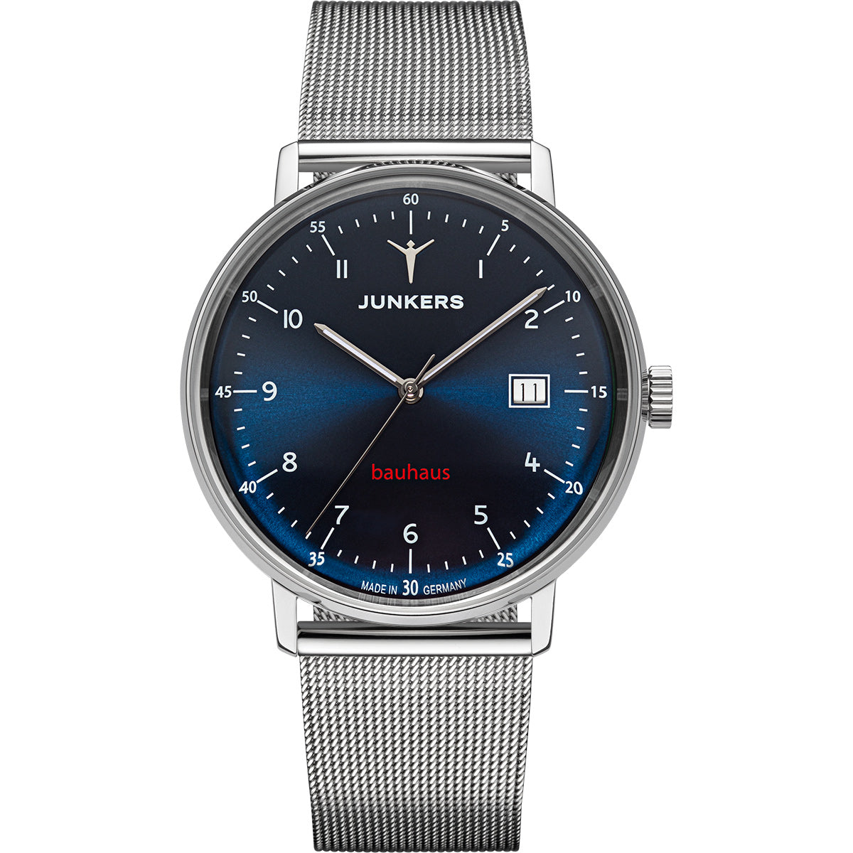 Junkers Bauhaus Saphir Automatik Blau mit Metallarmband
