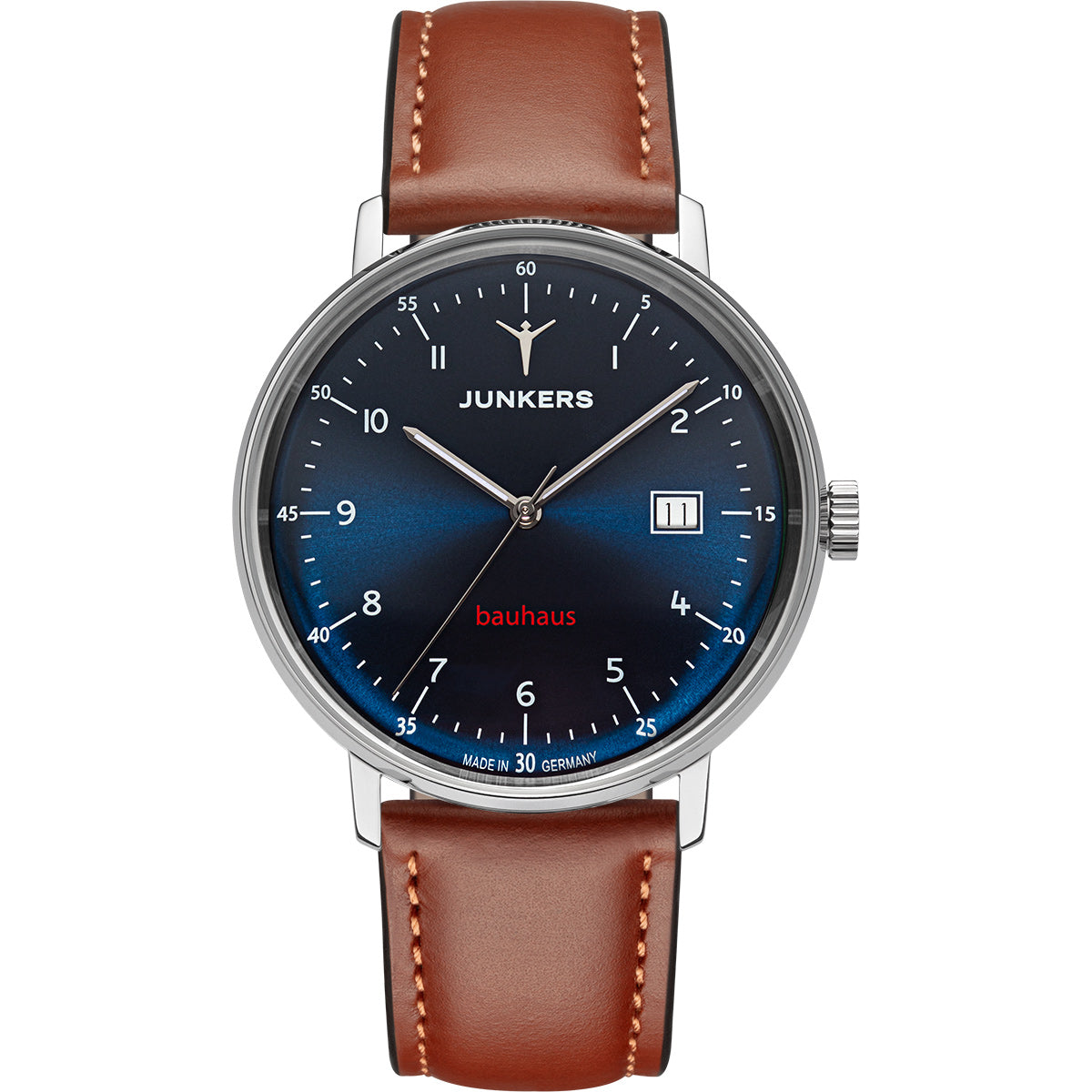 Junkers Bauhaus Saphir Automatik Blau mit Lederarmband