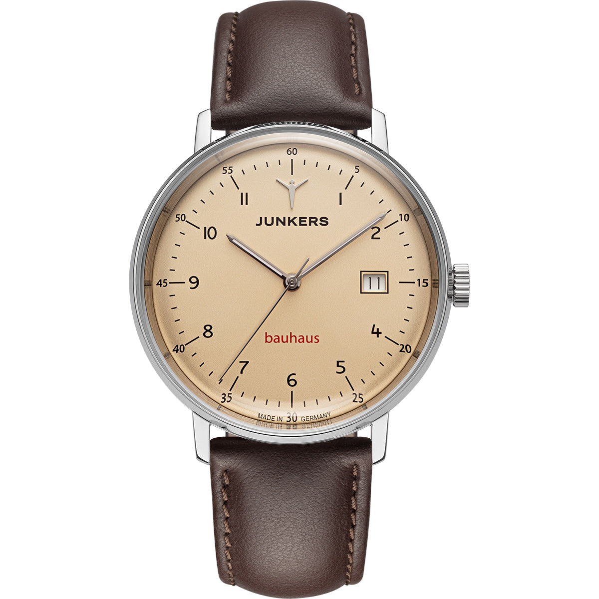 Junkers Bauhaus Saphir Automatik Beige mit Lederarmband