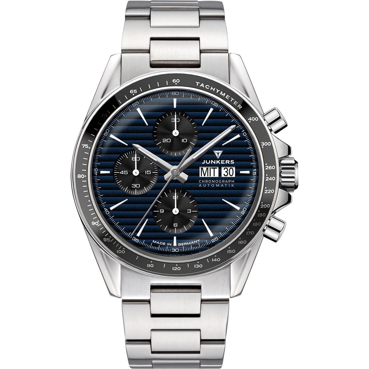 Junkers JUMO Chronograph Blau mit Metallarmband