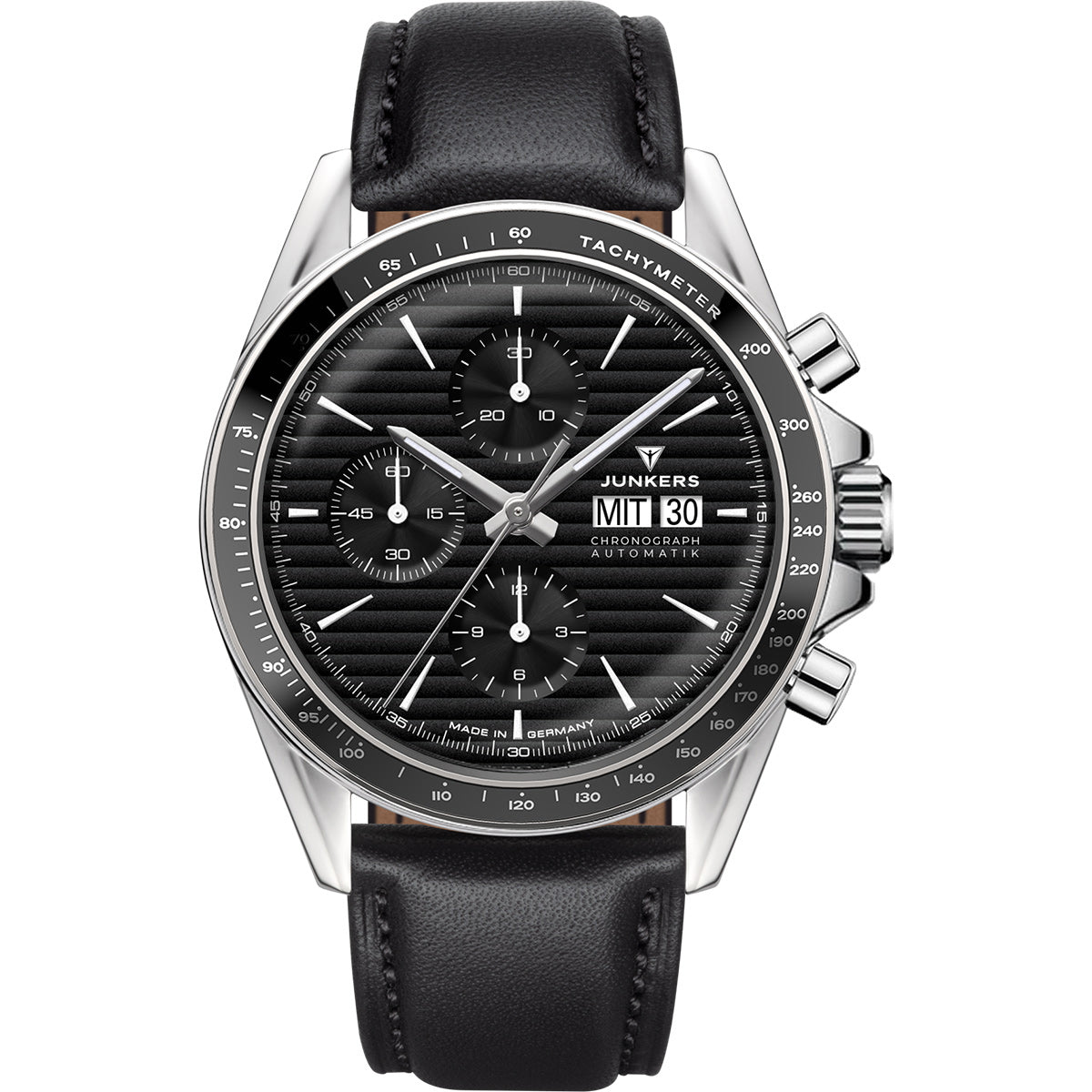 Junkers JUMO Chronograph Schwarz mit Lederarmband