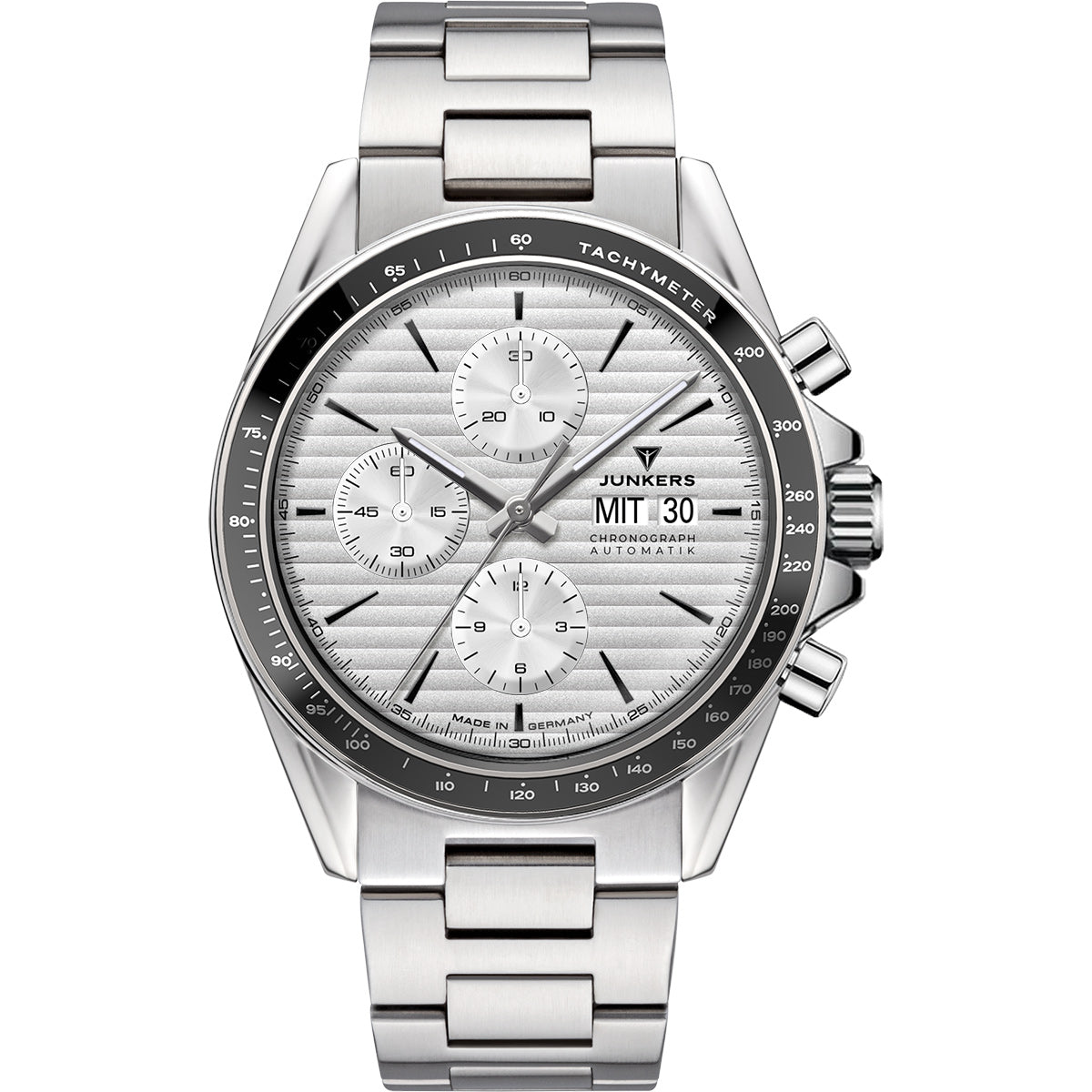 Junkers JUMO Chronograph Silber mit Metallarmband