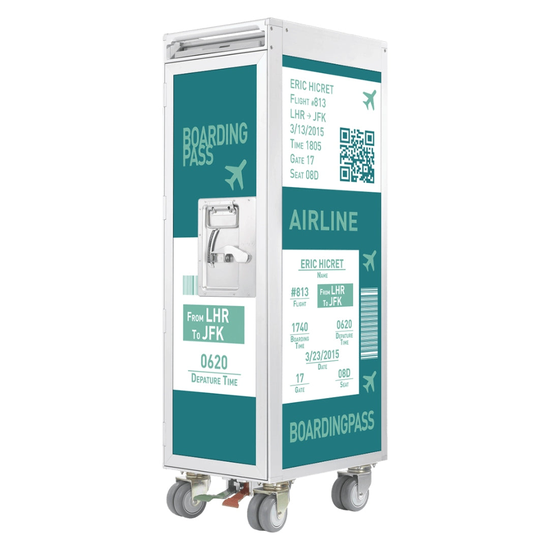 Designer-Airline-Trolley mit Boarding-Pass-Aufdruck und Rollensystem