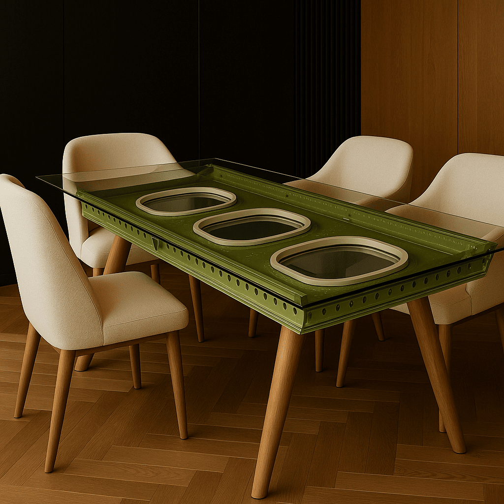 Moderner Essbereich mit Glastisch und cremefarbenen Polsterstühlen auf Fischgrätparkettboden