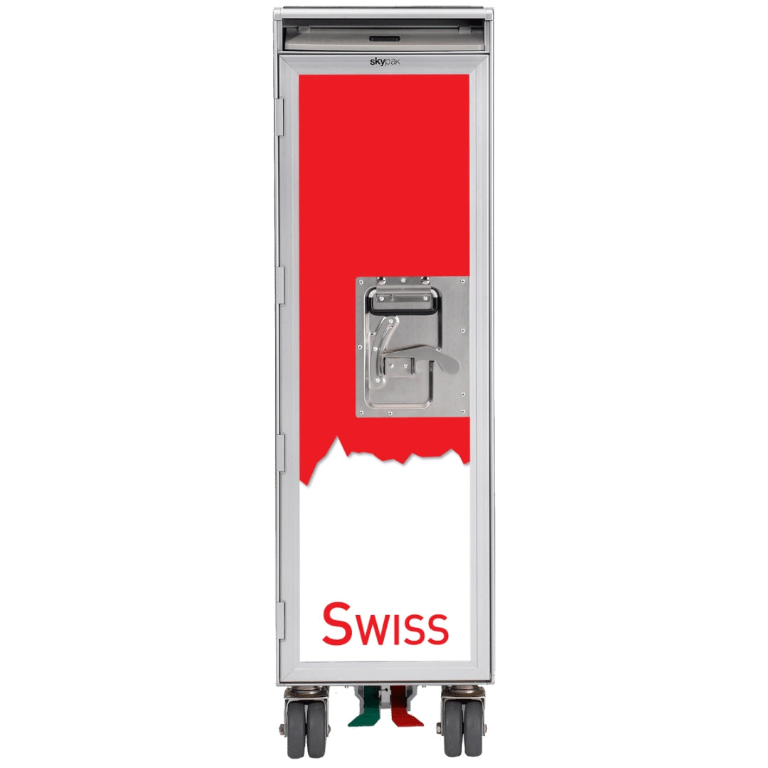 Hochwertiger Skypak Airline-Trolley mit Metallrahmen, vier Rollen und roter-weißer Swiss-Front